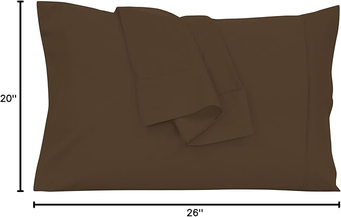 Royale Linens Standard Pillowcase Set of 2 - Bed Pillow Cover - 20x26 - Brown Pillowcases - 1800 Brushed Microfiber, Wrinkle & Fade Resistant - Soft & Cozy- Standard Size Pillow Case (Std, Chocolate)