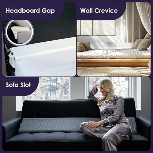 XetraDesign Bed Wedge Pillow for Headboard Gap Up to 7", Triangle Gap Filler for Bed, Mattress Wedge Gap Filler, Headboard Space Filler, Corner Pillow, White Queen 60"