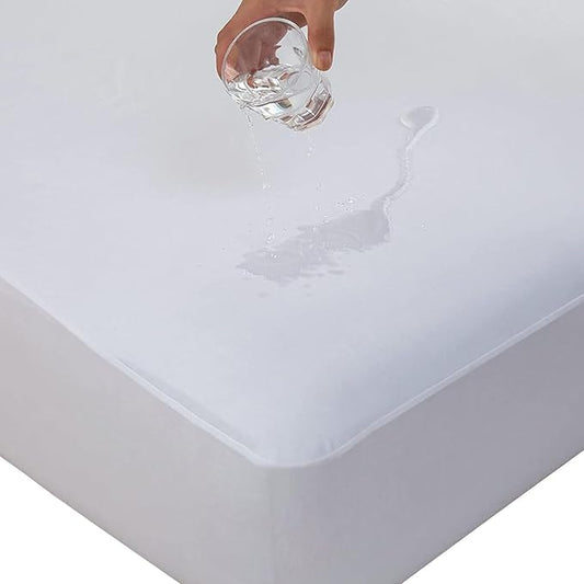 Cooling Mattress Protector Waterproof Queen Size Ultra Soft Noiseless Smooth Jersey Top Fitted Matressprotector Cover with Stretchy Pocket