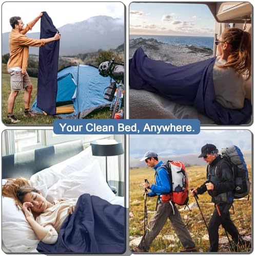 Sleeping Bag Liner, Updated Adult Sleep Sack & Travel Sheets with Foot Zipper, Lightweight and Portable Camping Sleeping Bag Liners - Ideal for Backpacking, Hostels and Camping