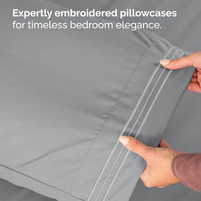 Bulk Case Pack of 12 Sheet Sets - (12) Complete Cal King Size Sheet Sets w/ Deep Pockets - Wholesale Bulk Bedding for Hotels, Spas & Airbnbs - Breathable, Soft & Wrinkle Free - (Cal King, Steel Blue)