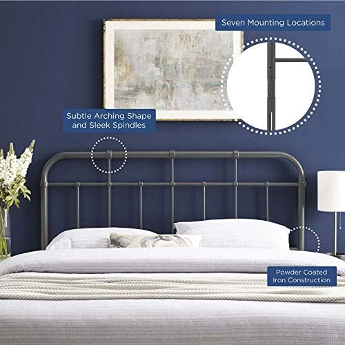 Modway Alessia Modern Farmhouse Metal Twin Headboard in Gray