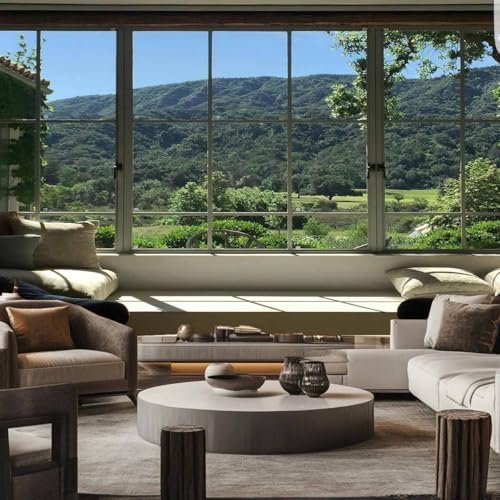 FENDROM Green Forest Natural Tapestry Landscape Window Scenery Wall Aesthetic Tapestry for Bedroom Flannel Beach Blanket Living Dinning Room College Dorm Wall Hanging
