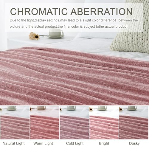 Chenille Throw Blanket for Couch 50" x 60", Mauve