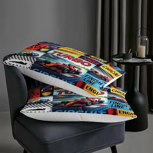 AILONEN Formula Racing Bedding 3 Piece Ensemble Sport Graphic Printed Microfiber Comforter Hidden Stitching Master Guest Room Bedspread