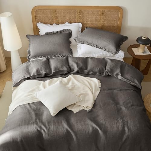 Talasily 100% French Linen Oversized King Duvet Cover Set, Organic Linen