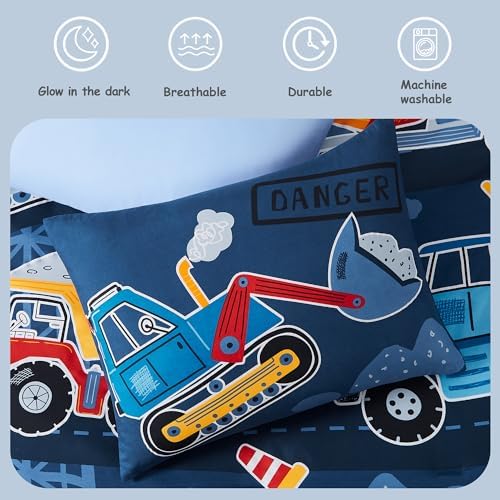 Twin Bedding Sets for Boys - 5 Pieces Truck Bedding Twin Comforter Set