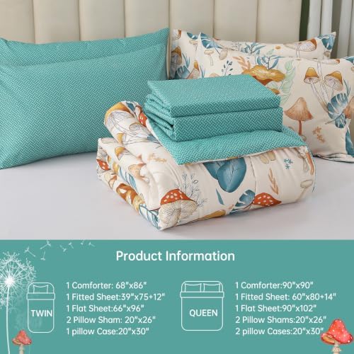 Dinjoy Girls Comforter Set 6 Pieces, Twin Size Colorful Ombre Rainbow Bedding Set, Bed in A Bag for Kid Teen Girls (1 Comforter, 1 Flat Sheet, 1 Fitted Sheet, 1 Pillow Shams, 2 Pillowcases)