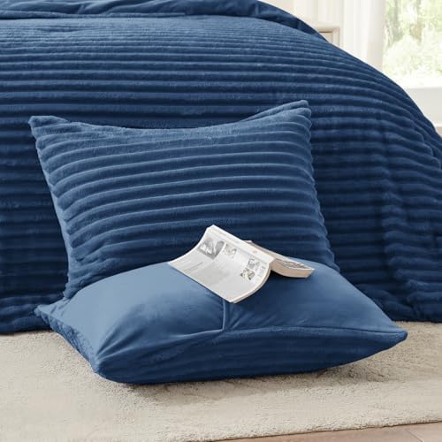 EXQ Home Fluffy Comforter Set Full Size,3 Pieces Bed Set,Lake Blue
