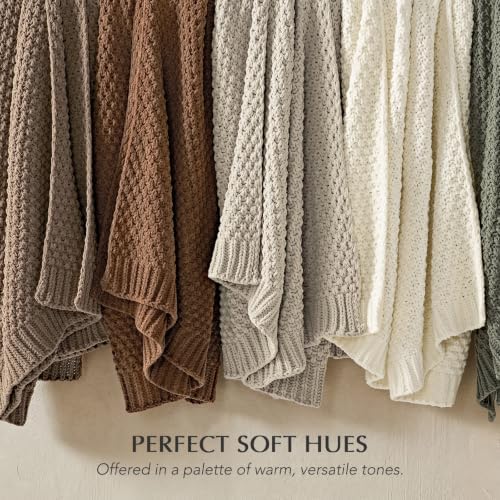 EVERGRACEHOME Chunky Chenille Knit Throw Blanket, 60 x 80, Burnt Orange