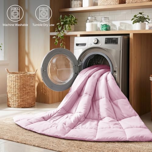 CozyLux Full Size Comforter Sets, 3-Piece Box-Stitched, Light Pink