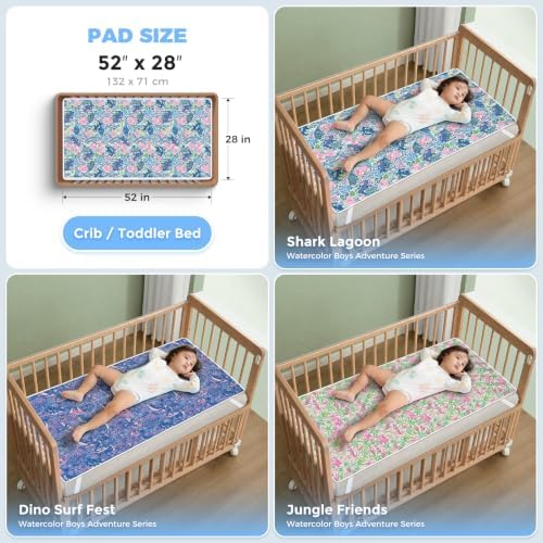 Crib Mattress Protector Viscose from Bamboo 3 Pack, 100% Waterproof Absorbent Crib Mattress Pad Cover for Baby & Toddler, Machine Washable Quilted Toddler Mattress Protector, 52''x28''
