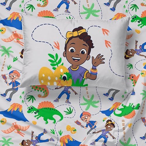 Sunny Side Up Kids Sheet Set Includes Sheets and Pillow Cover - 100% Microfiber Bedding and Room Decor, Gray - Blippi, 4 Piece Full