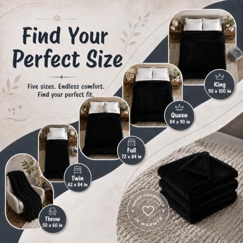 Eydna Electric Heated Blanket Full Size 72"x84",Fast Heating Throw, Soft Plush Microplush for Bed & Couch, 10 Hours Auto Off & 4 Heating Levels, Machine Washable, Gifts for Womens & Family-Black