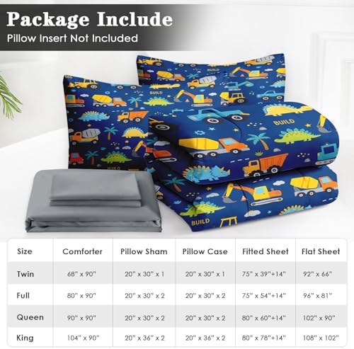 WeCozy 5 Pieces Twin Comforter Set for Boys - Dinosaur Bedding for Kids