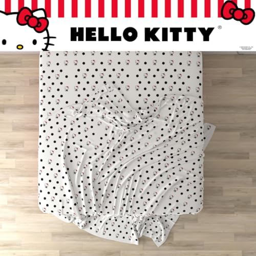 Collectibles Hello Kitty Polka Dot Bedding Super Soft Microfiber 4 Piece Full Sheet Set, (Officially Licensed Product) by Franco