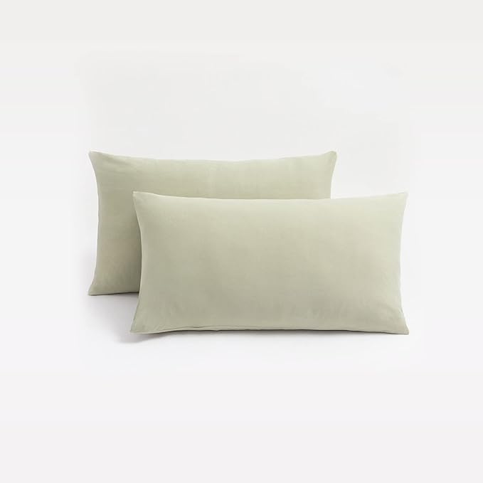 Jersey Knit Small Pillowcases - Mini Pillow Cases for Travel or Toddler Pillows Sized 12x16, 13x18 or 14x20, Ultra Soft Envelope, Microfiber, Set of 2, Sage