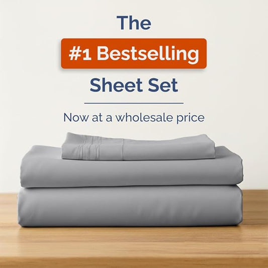 Bulk Case Pack of 16 Sheet Sets - (16) Complete Twin Size Sheet Sets with Deep Pockets - Wholesale Bulk Bedding for Hotels, Spas & Airbnbs - Breathable, Cooling and Wrinkle Free - (Twin, Steel Blue)