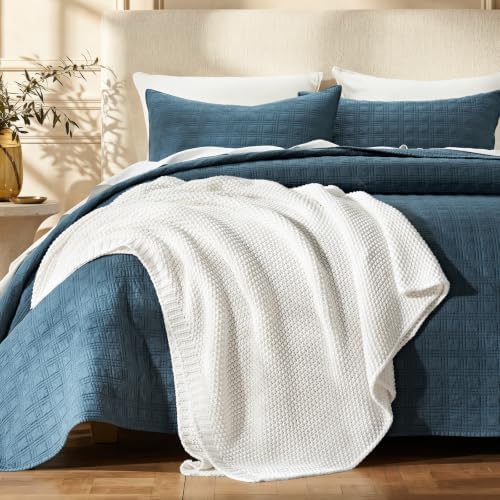 EverGrace Organic Cotton Chunky Knit Throw Blanket, 50 x 60 Bright White