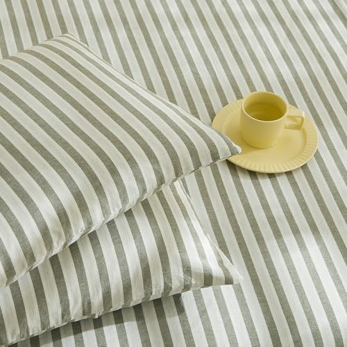 King Comforter Set Grey Striped Comforter Set, Reversible 3 Pieces Striped Bedding Set for All Seasons, Retro Stripes Pattern Printed Comforter with 2 Pillowcases Fluffy Soft Lightweight Bed Set