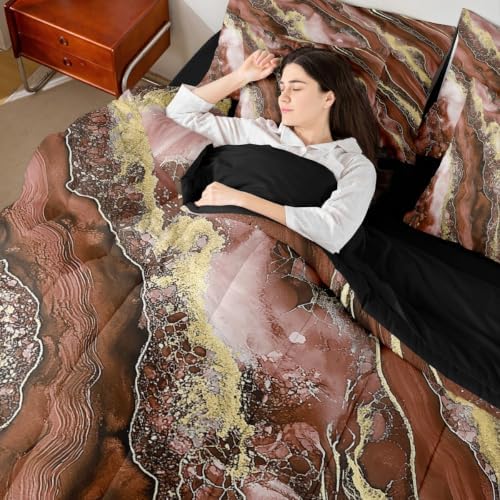 Erosebridal Marble Comforter Set Full Size,Watercolor Tie Dye Bedding Set for Kids Teens,Fluid Ink Art (Comforter+Fitted+Flat Sheet+2 Pillowcases+2 Throw Pillow Covers) 7 Pieces Bed Set