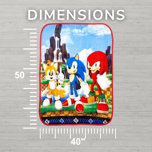 Sonic The Hedgehog Anime Kids Bedding Super Soft Silk Touch Throw, 40 in x 50 in, (Official Licensed Product) by Franco
