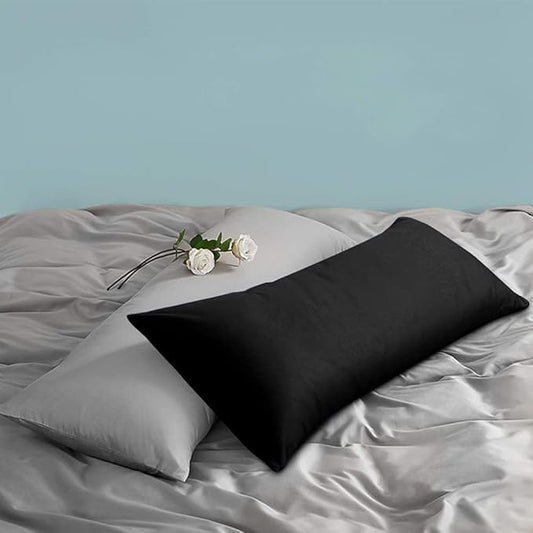 FLXXIE Body Pillow Cover - Super Soft Microfiber 20x54 Body Pillow Case - Envelope Closure, Wrinkle, Stain Resistant 20x54 Long Pillowcase, Black