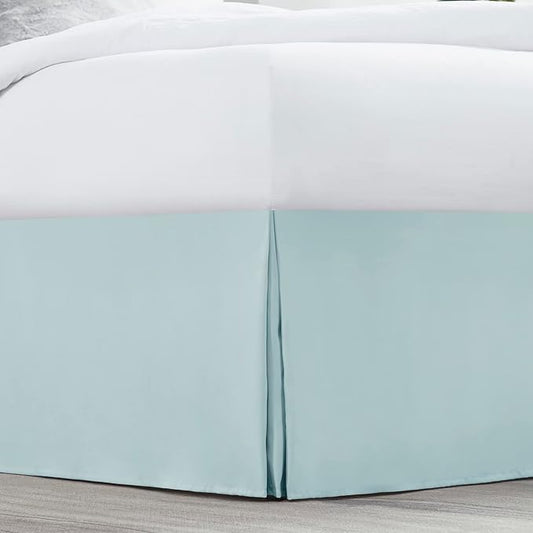 Nestl Light Baby Blue Full XL Bed Skirt - Full XL Size Bed Skirt 14 Inch Drop - Brushed Microfiber Bed Skirts - Hotel Quality Pleated Bed Skirt - Shrinkage & Fade Resistant