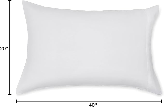 Amazon Basics King Pillowcases Set of 2 - Lightweight, Super Soft Easy Care Microfiber, Bright White, 40" L x 20" W, Pillows Not Included