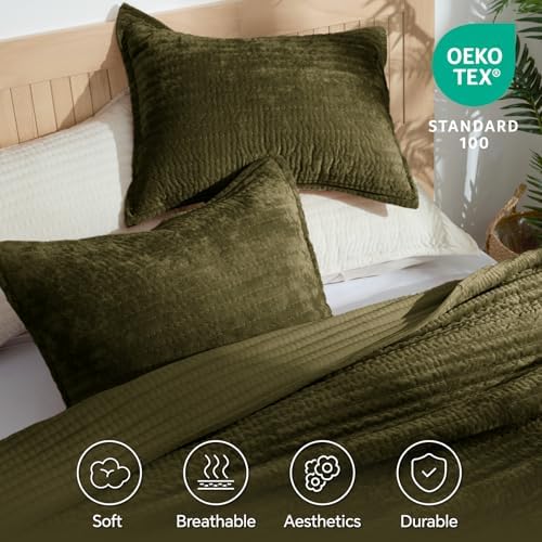 BEDELITE Velvet Quilt Set King Size, Luxury Velvet Comforter Bedding