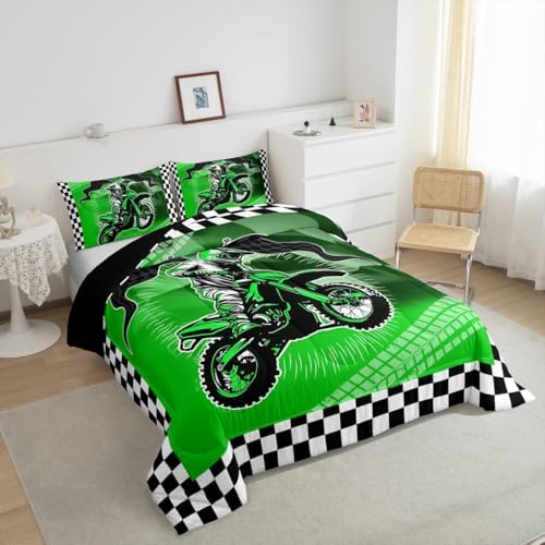 Feelyou Dirt Bike Comforter Set for Kids Boys Girls Twin Size