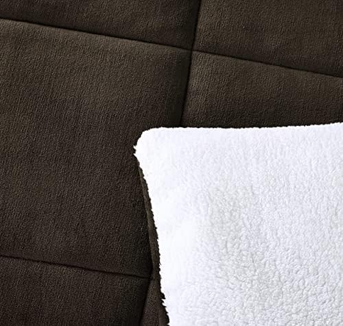 Chezmoi Collection 3-Piece Micromink Sherpa Reversible Down Alternative Comforter Set (King, Chocolate)