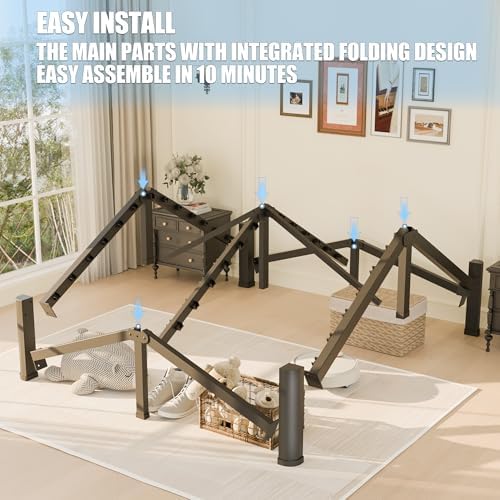 Yitong Angel 14 inch California King Bed Frame with Round Corner Legs Mattress Slide Stopper,3500 lbs Heavy Duty Metal Platform,Steel Slat Support,No Box Spring Needed,Easy Assembly,Noise Free