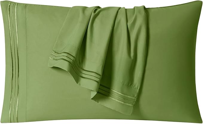 Clara Clark Bed Sheets, Premier 1800 Series 4 Piece Bed Sheet Set, Deep Pocket, Wrinkle, Fade, Stain Resistant, Luxury Soft Bedding Sheets & Pillowcases, King, Calla Green