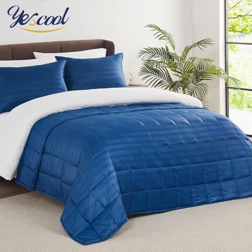 King Size Weighted Blanket for Adults (20 lbs, 80” x 87”, Midnight blue Stripes) Heavy Blanket for Sleeping Perfect for 190-210 lbs, Breathable Blanket for Adults & Couple All Season, Machine Washable
