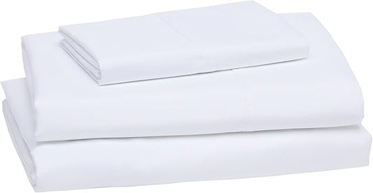Amazon Basics Ultra-Soft Breathable Wrinkle-Free Microfiber 3-Piece Bed Sheet Set with 14-Inch Deep Pockets, College Dorm-Friendly, Twin XL, Bright White