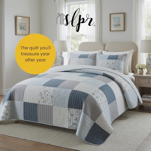 SLPR - Coastal Dream Cotton Quilt Set, Patchwork Bedding, Twin with 1 Sham