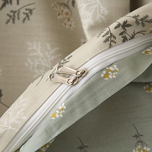 VM VOUGEMARKET Garden Flower Duvet Cover Set Queen Cotton Aesthetic Bedding Set Reversible Duvet Cover with 2 Pillow Shams,Blooming Comforter Cover for Girls