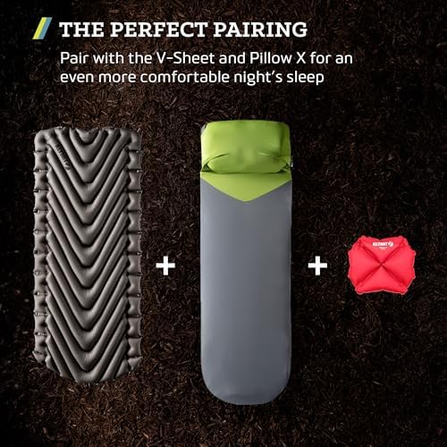 Klymit Static V Luxe Sleeping Pad, Lightweight Lofted Camping Air Mattress for Tents and Cars with Body Mapping Tech, 3 In Thick Grey