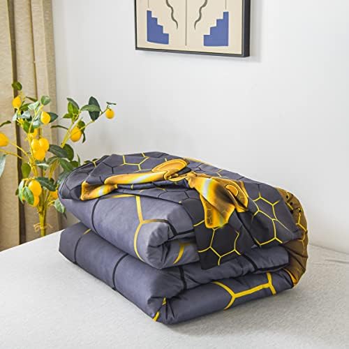 NTBED Game Console Comforter Set for Boys Girls Kids 3D Gaming Geometric Lightweight Microfiber Bedding Sets (Gold, Twin)