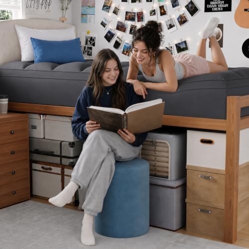 ELEMUSE Twin XL Grey Mattress Topper for College Dorm, Thick Pillow Top