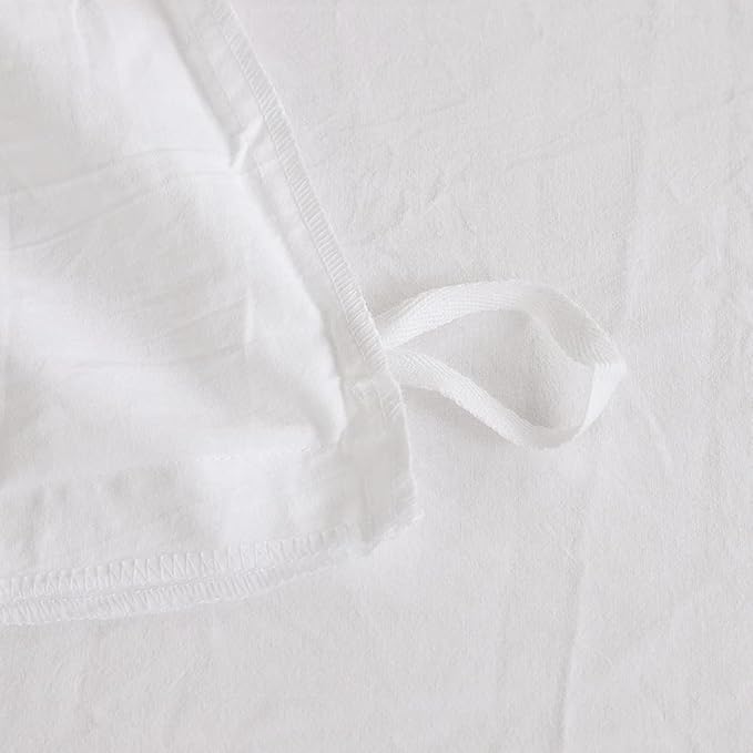 FACE TWO FACE Bedding Duvet Cover Set100% Washed Cotton Duvet Cover Linen Like Textured Breathable Durable Soft Comfy(California King, White)