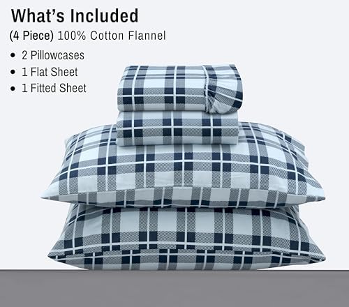 RUVANTI Flannel Sheets Set Full Size, Illusion Check