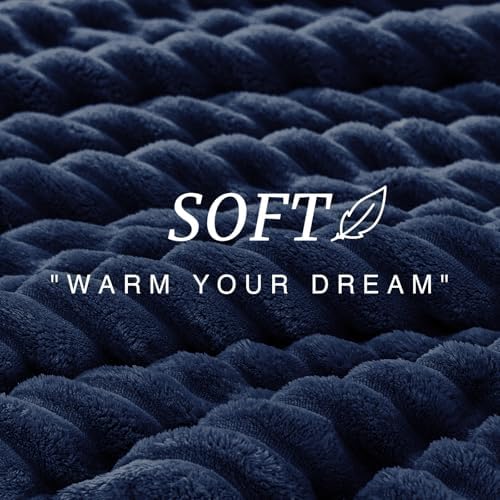 EXQ Home Fluffy Comforter Set Full Size,3 Pieces Bed Set,Navy Blue