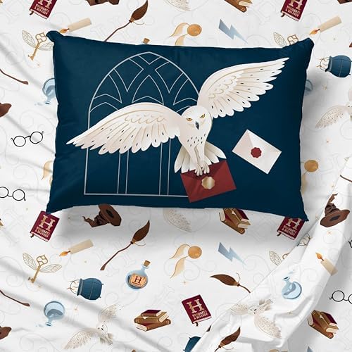 Jay Franco Kids Sheet Set with Fitted, Flat Sheets & Pillow Cover - Ultra-Soft Bedding with Pillowcase for Room Decor, Multi - Harry Potter, 3 Piece Twin