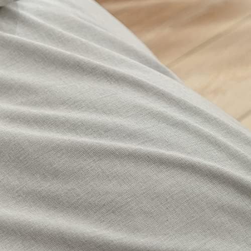 BESTOUCH Cotton Solid Duvet Cover Set Linen Feel Light Grey King