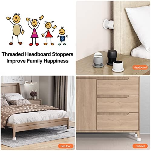 Stick on Headboard Wall Potector 1.6-2.6 inches Adjustable -White 2 Pcs