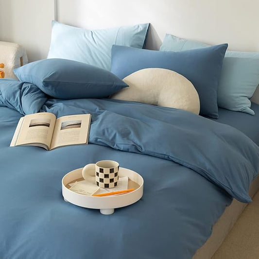 CLOTHKNOW Lake Blue Queen Comforter Set Blue Bedding Sets Soft Girls Women Comforter Queen with 2 x Pillow Cases