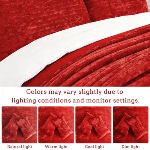 Califonia King Velvet Quilt Set Striped Bedspread 106x118