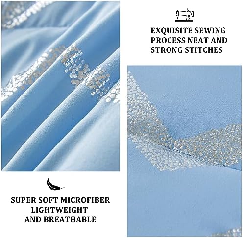 Menghomeus Blue/Silver Comforter Set 4 Piece Queen Size Bedding Set for Kid
